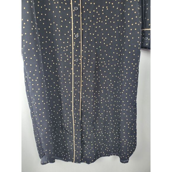 Who What Wear Robe Small Womens Black Brown Polka Dot Long Sleeve Button Front - Picture 3 of 7